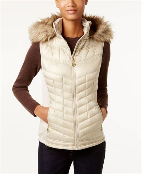 michael kors womens puffer vest|michael kors hooded puffer vest.